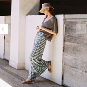 Farm Rio for Anthropologie Knit Wide-Leg Pants Women’s Sz XL Color: BLUE ZIG ZAG